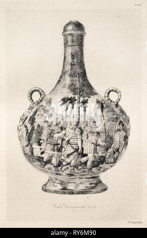 Réservez par Albert Jacquemart : Histoire de l'Art de la céramique : étude descriptive et philosophiques de la céramique de tous âges et de tous les pays : Italie :- la renaissance de majolique Urbino- Buire (Planche VIII), 1877. Jules Jacquemart (Français, 1837-1880). Fiche technique : eau-forte, 25,5 x 18 cm (10 1/16 x 7 1/16 in.) : platemark ; 19,4 x 13,1 cm (7 5/8 x 5 3/16 in Banque D'Images