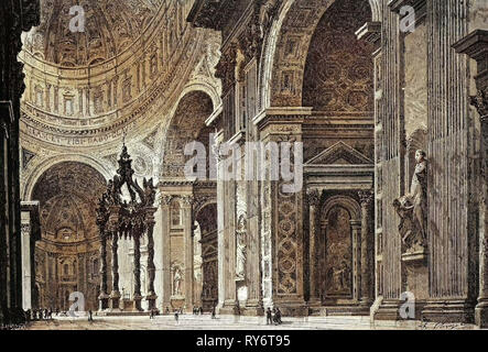 Rome Italie 1875 intérieur de la Basilique Saint-Pierre Vue prise de transept gauche Banque D'Images