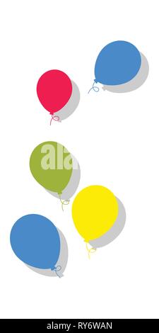 Ballons en cartoon style plat isolé sur fond blanc. Illustration de Vecteur