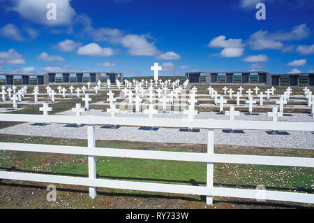 Le cimetière militaire de l'Argentine à Darwin, East Falkland, îles Falkland, l'Atlantique Sud Banque D'Images