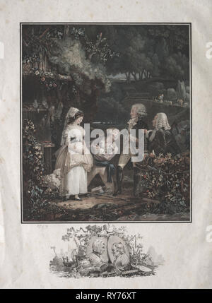 Annette et Lubin, 1789. Philibert Louis Debucourt (Français, 1755-1832). Gravure couleur et la gravure ; feuille : 47,3 x 35 cm (18 5/8 x 13 3/4 in.) : platemark ; 40,8 x 30,9 cm (16 1/16 x 12 3/16 po Banque D'Images