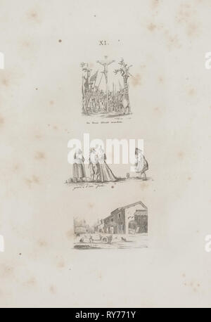 Art de la lithographie : trois exemples de gravure Plaque, XI, 1819. Alois Senefelder (allemand, 1771-1834). Fiche technique : Lithographie ; 30 x 23,3 cm (11 13/16 x 9 3/16 in.) ; image : 16,8 x 7,8 cm (6 5/8 x 3 1/16 in Banque D'Images