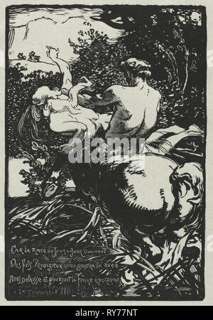 Le Centaure, 1896. Louis Auguste Lepère (Français, 1849-1918). Fiche technique : gravure sur bois, 27,8 x 18,6 cm (10 15/16 x 7 5/16 in.) : platemark ; 20,8 x 14,2 cm (8 3/16 x 5 9/16 in Banque D'Images