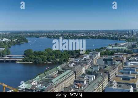 Lac Inner Alster et l'Alster, Hamburg, Allemagne Banque D'Images