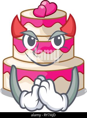 Gâteau de mariage diable dans une caricature d'un réfrigérateur Illustration de Vecteur