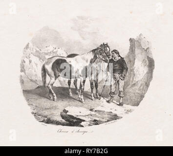 Chevaux d' Auvergne, 1822. Théodore Géricault (Français, 1791-1824), Gihaut. Fiche technique : Lithographie ; 27,6 x 35,5 cm (10 7/8 x 14 in.) ; Image : 19 x 23,2 cm (7 1/2 x 9 1/8 in Banque D'Images