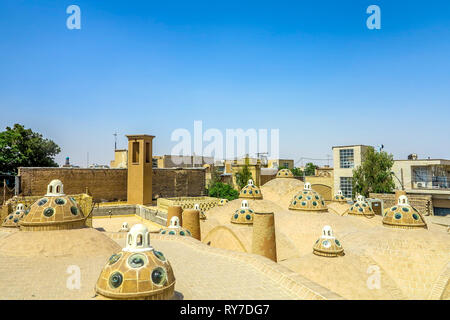 Kashan Sultan Amir Ahmad Bathhouse Historique et toit Tour Windcatcher Banque D'Images