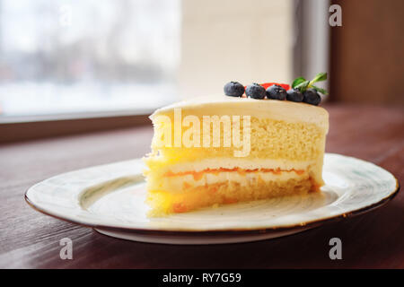 Close up de morceau gâteau sur une assiette Banque D'Images
