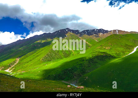 Trop Suusamyr de montagnes enneigées du point de vue du paysage Banque D'Images