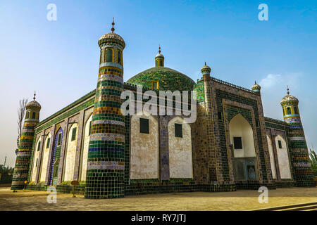 Kashgar Afaq Khoja Mausoleum carreaux verts côté ornement View Point Banque D'Images