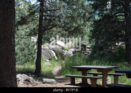 Table de pique-nique sur le sentier Banque D'Images