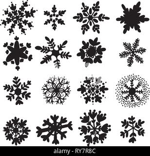 Dessiné à la main des flocons de doodle vector set. Joyeux Noël et Bonne Année, illustration vecteur conception de rebut. Collection de flocons pour Christ Illustration de Vecteur