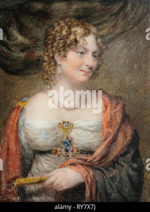 Portrait d'Anne (née Towry Law), 1ère Dame Ellenborough, ch. 1821. John Linnell (britannique, 1792-1882). Aquarelle sur ivoire rehaussée de gomme arabique ; pans : 23,4 x 20,7 cm (9 3/16 x 8 1/8 in.) ; sans encadrement : 11,3 x 8,5 cm (4 7/16 x 3 3/8 in. Banque D'Images