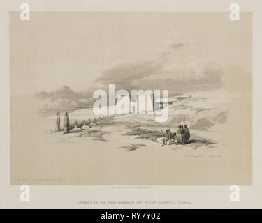 L'Egypte et la Nubie, Volume I : l'approche pour le Temple de Wadi Saboua, Nubia, 1847. Louis Haghe (britannique, 1806-1885), F.G.Lune, 20 Threadneedle Street, Londres, après que David Roberts (1796-1864), britannique. Lithographie couleur ; feuille : 35,7 x 43 cm (14 1/16 x 16 15/16 in.) ; image : 25,2 x 35,2 cm (9 15/16 x 13 7/8 po Banque D'Images