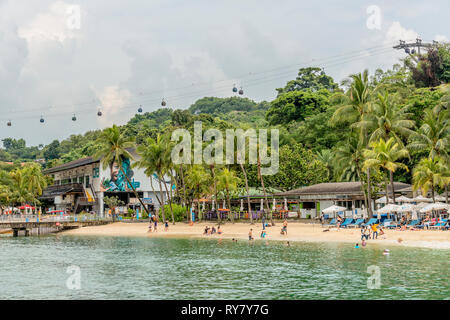 Palawan Beach sur l'île de Sentosa, Singapour Banque D'Images