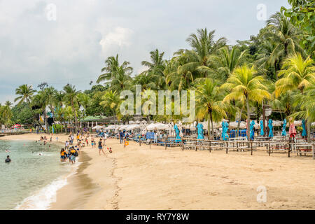 Palawan Beach sur l'île de Sentosa, Singapour Banque D'Images