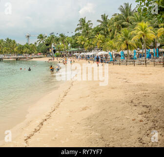 Palawan Beach sur l'île de Sentosa, Singapour Banque D'Images