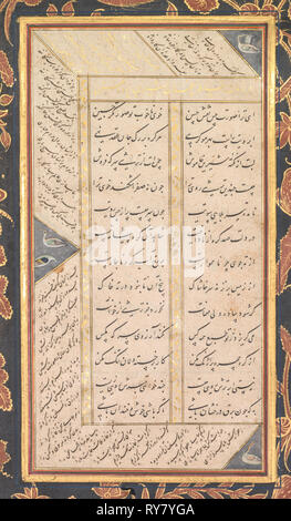 Folio Folio B : à partir de la 'trésors' cinq (Panj Ganj) de Jami (recto), 1520-1607. Mushfiq (Indien), et d'autres (Indien). Encre, aquarelle opaque et or sur papier, double face avec texte au verso ; page : 30,2 x 18,1 cm (11 7/8 x 7 1/8 in Banque D'Images