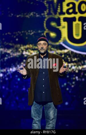 Napoli, Italie. Mar 11, 2019. Paolo Caiazo pendant le deuxième épisode de l'émission "fabriqué dans le Sud' sur Rai 2 en direct de l'Auditorium Rai de Naples. Credit : Paola Visone/Pacific Press/Alamy Live News Banque D'Images