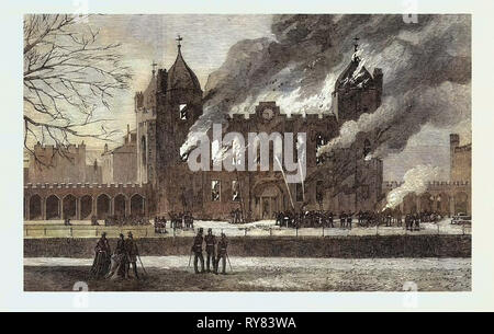 Incendie à l'Académie Militaire Royale de Woolwich 1873 Banque D'Images