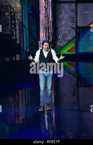 Napoli, Italie. Mar 11, 2019. Marco Capretti durant la deuxième épisode de l'émission "fabriqué dans le Sud' sur Rai 2 en direct de l'Auditorium Rai de Naples. Credit : Paola Visone/Pacific Press/Alamy Live News Banque D'Images