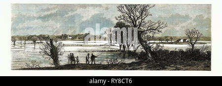 Le désastre la chasse au Yorkshire : vue générale de la Rivière Ure en crue où l'accident s'est produit 1869 Banque D'Images
