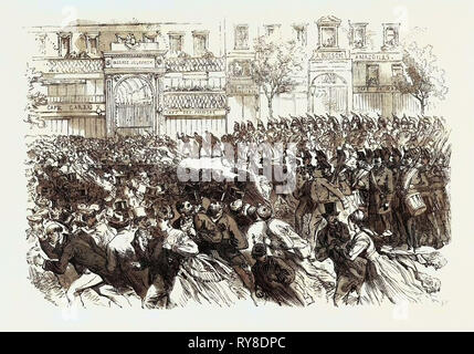 Les perturbations à Paris : Effacement de la Cavalerie Boulevards dans la nuit du 10 juin 1869 France Banque D'Images