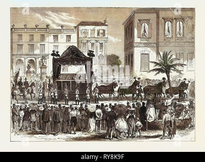 Funérailles de feu le roi de Bavière à Nice : Le Cortége de quitter la Villa Lions 1868 Banque D'Images