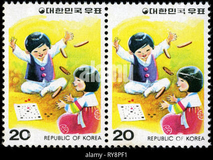 Timbres-poste de la Corée du Sud dans la série de Noël en 1979 Banque D'Images