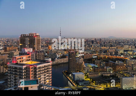 Le Japon, Honshu, Tokyo, Toyosu Salon Skyline Banque D'Images