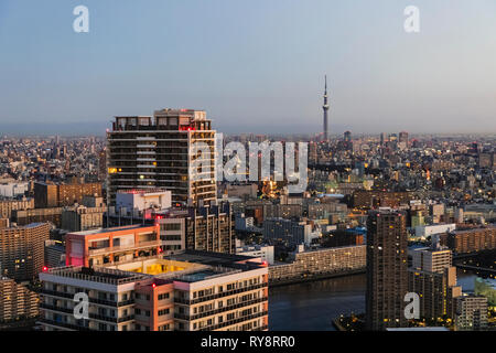 Le Japon, Honshu, Tokyo, Toyosu Salon Skyline Banque D'Images