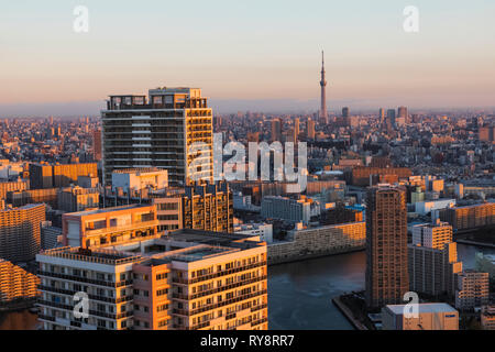 Le Japon, Honshu, Tokyo, Toyosu Salon Skyline Banque D'Images