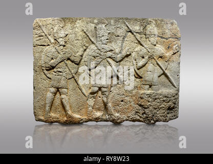 Photo & image de la monumentale sculpture relief Hittite pierre orthostat panneau à partir de l'Herald's Wall. Basalte, Karkamıs Kargamıs), (, Karkemish (Karkemis Banque D'Images