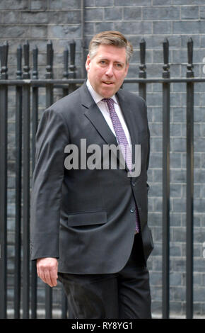 Sir Graham Brady député (Con : Altrincham et vente à l'Ouest) et président de la Commission 1922, laissant 10 Downing Street 11 Mars 2019 Banque D'Images