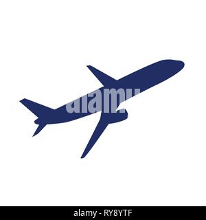 Avion de passagers bleu isolé sur un fond blanc vector illustration EPS10 Illustration de Vecteur