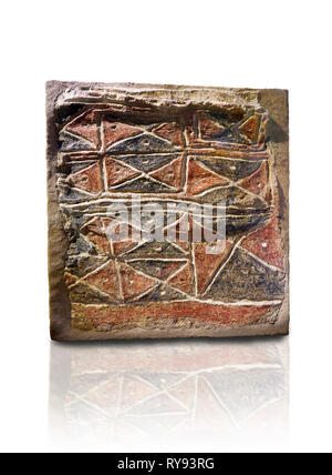 Fresque murale géométrique des triangles rouge et noir qui semble être un modèle exemplaire de tapis. 6000 BC. . Catalhoyuk Collections. Museum of Anatolian Civili Banque D'Images