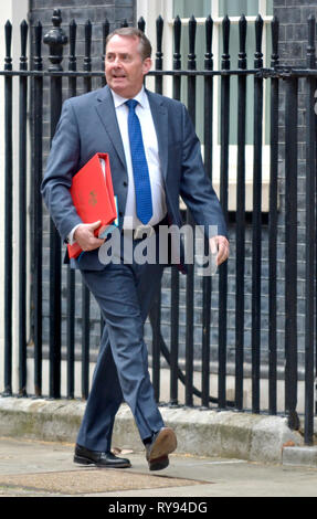 Liam Fox MP (Con : North Somerset) Secrétaire d'État au Commerce international, à Downing Street, le 11 mars 2019 Banque D'Images