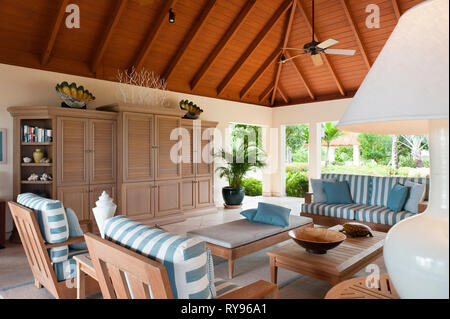 "Salle de séjour dans des zones côtières, Tamarind Cove Antigua' Banque D'Images