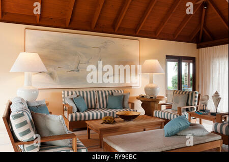 "Salle de séjour dans des zones côtières, Tamarind Cove Antigua' Banque D'Images