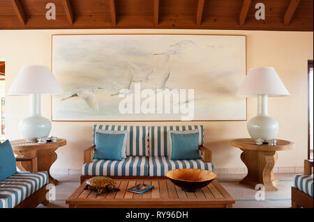 "Salle de séjour dans des zones côtières, Tamarind Cove Antigua' Banque D'Images