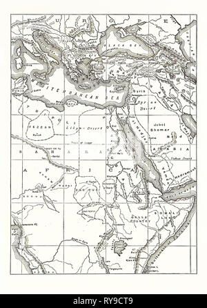 Carte de l'Europe du Sud-Est, en Asie de l'OUEST ET DU NORD ET L'AFRIQUE CENTRALE Banque D'Images