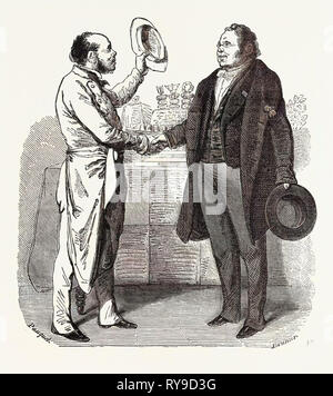 Le cuisinier et le médecin. Gravure 1855 fable. Banque D'Images
