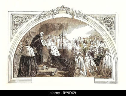 Couronnement de la reine Victoria en l'abbaye de Westminster, le 28 juin 1838, Londres, Royaume-Uni, Angleterre, Grande-Bretagne, Europe, France, Grande Bretagne, Banque D'Images