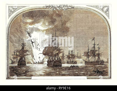 Bataille du Nil, le 1er août 1798. L'explosion de l'Orient, l'Egypte Banque D'Images