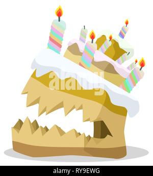 Gâteau en colère surréaliste humoristique, vector cartoon illustration couleur horizontal de l'élément de conception, sur fond blanc, isolé Illustration de Vecteur