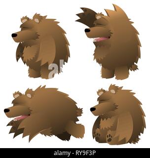 Big Bear cartoon en colère ensemble d'éléments de design, vecteur isolé, horizontal Illustration de Vecteur