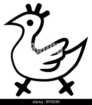 Symbole de poulet noir pochoir humoristique, illustration vectorielle, horizontal, isolé Illustration de Vecteur