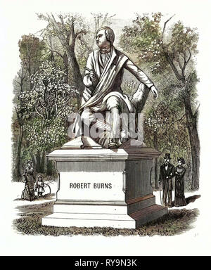 New York : statue en bronze de Robert Burns, Unvailed dans Central Park, le 2 octobre 1880 aux États-Unis, la gravure 1881 Banque D'Images