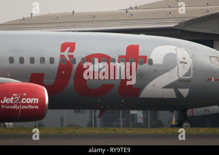 Glasgow, Royaume-Uni. 1er mars 2019. Jet2 vacances avion vu à l'Aéroport International de Glasgow. Jet2 Holidays est une compagnie aérienne à bas prix qui transporte régulièrement Banque D'Images