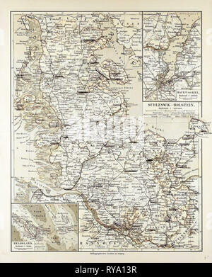 Plan de Schleswig-Holstein Allemagne 1899 Banque D'Images